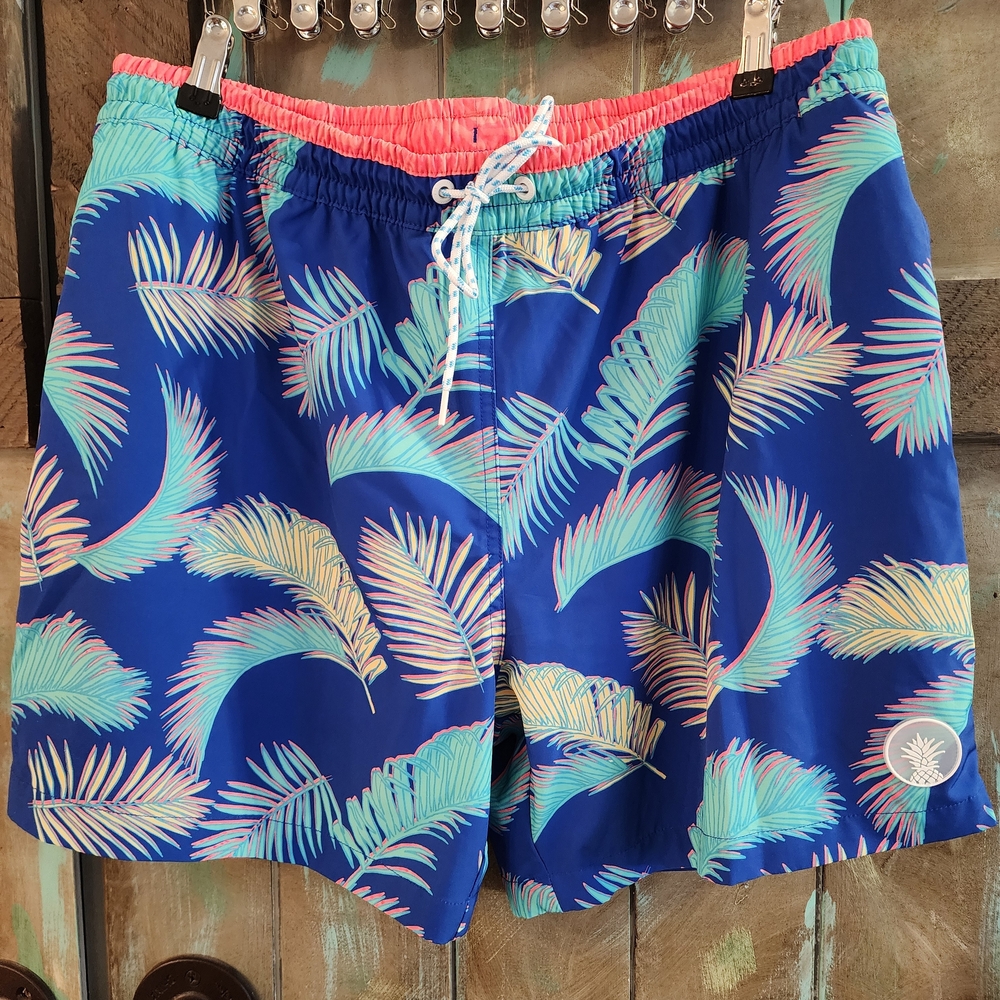 Chubbies Vibrant Blue Tropical Leaf Board Shorts